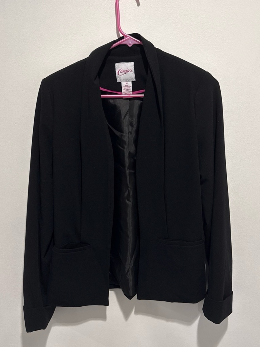 Candie's Black Women's Open-Front Blazer
